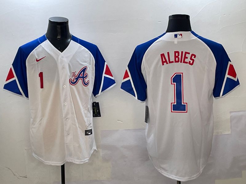 Men Atlanta Braves #1 Albies White City Edition 2025 Nike MLB Jersey style 4->atlanta braves->MLB Jersey